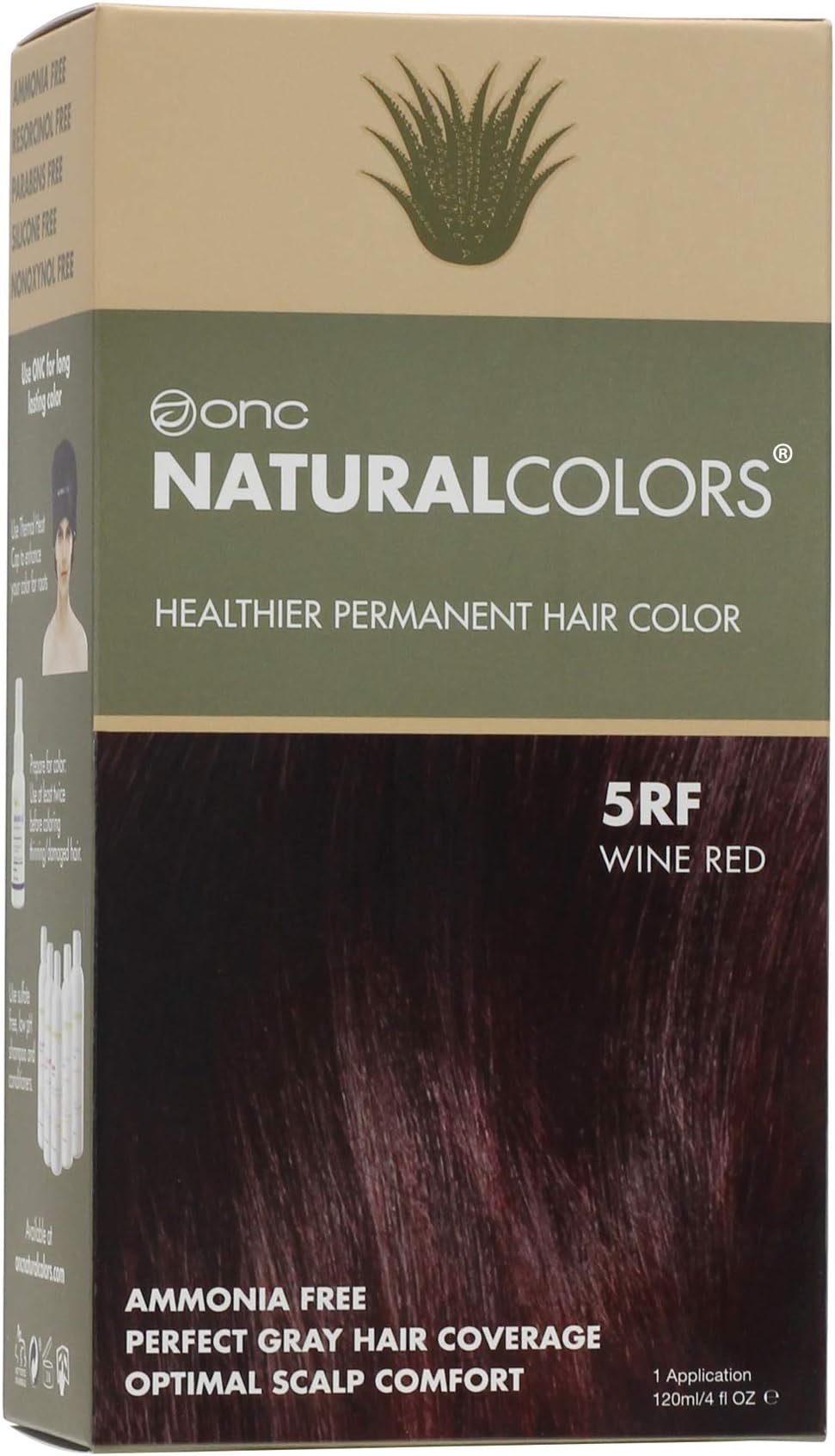 ONC NATURALCOLORS (5RF Red) 4 fl. oz. (120 mL) Heat Activated Healthier Permanent Hair Dye with Certified Organic Ingredients, Ammonia Free, Vegan Friendly, 100% Gray Coverage
