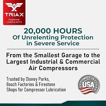 TRIAX Kompressor ISO 100 SAE 30, Full Synthetic, Multi-Vis Air Compressor Oil | for Rotary, Vane, Screw, and Reciprocal | Commercial Grade | High Temp | Non-Detergent (1 Gallon)