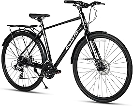 AVASTA Uranus Road Hybrid Bike 700C Lightweight Aluminum Alloy Frame with 24 Speed City Commute Bicycle with Rear Cargo Ra...