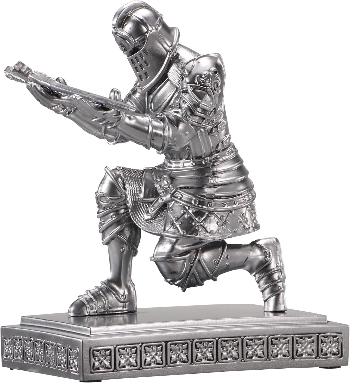 Knight Desk Decor for Men, Medieval Warrior Statue Pen Holder with Sword Letter Opener, Resin Office Ornament, Unique Gift for Dad Husband Boyfriend Boss