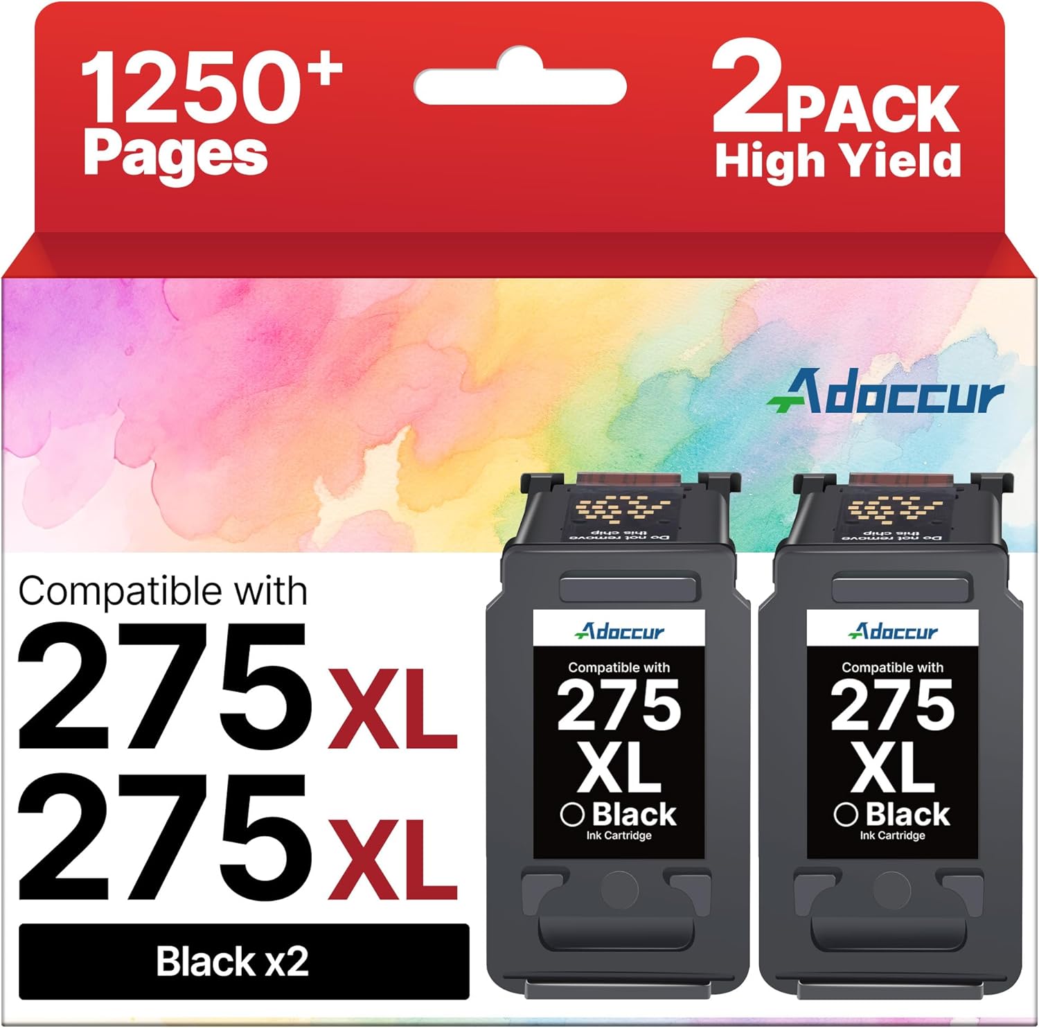 PG-275 Black Ink Cartridge for Canon 275 Black Ink High Yield Canon 275XL Use with 275XL Ink Cartridges for Canon Printers TR4720 TS3722 TS3522 TS3520 TS3720 TR4700 TS3500 TR4722(2 Black for PG275XL)