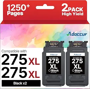 PG-275 Black Ink Cartridge for Canon 275 Black Ink High Yield Canon 275XL Use with 275XL Ink Cartridges for Canon Printers TR4720 TS3722 TS3522 TS3520 TS3720 TR4700 TS3500 TR4722(2 Black for PG275XL)