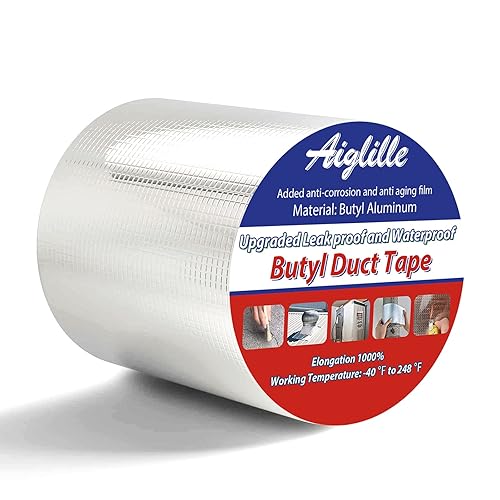 Aiglille Cinta adhesiva de butilo de 6 pulgadas de ancho x 33 pulgadas de largo, tira de conductos de butilo impermeable a prueba de fugas para