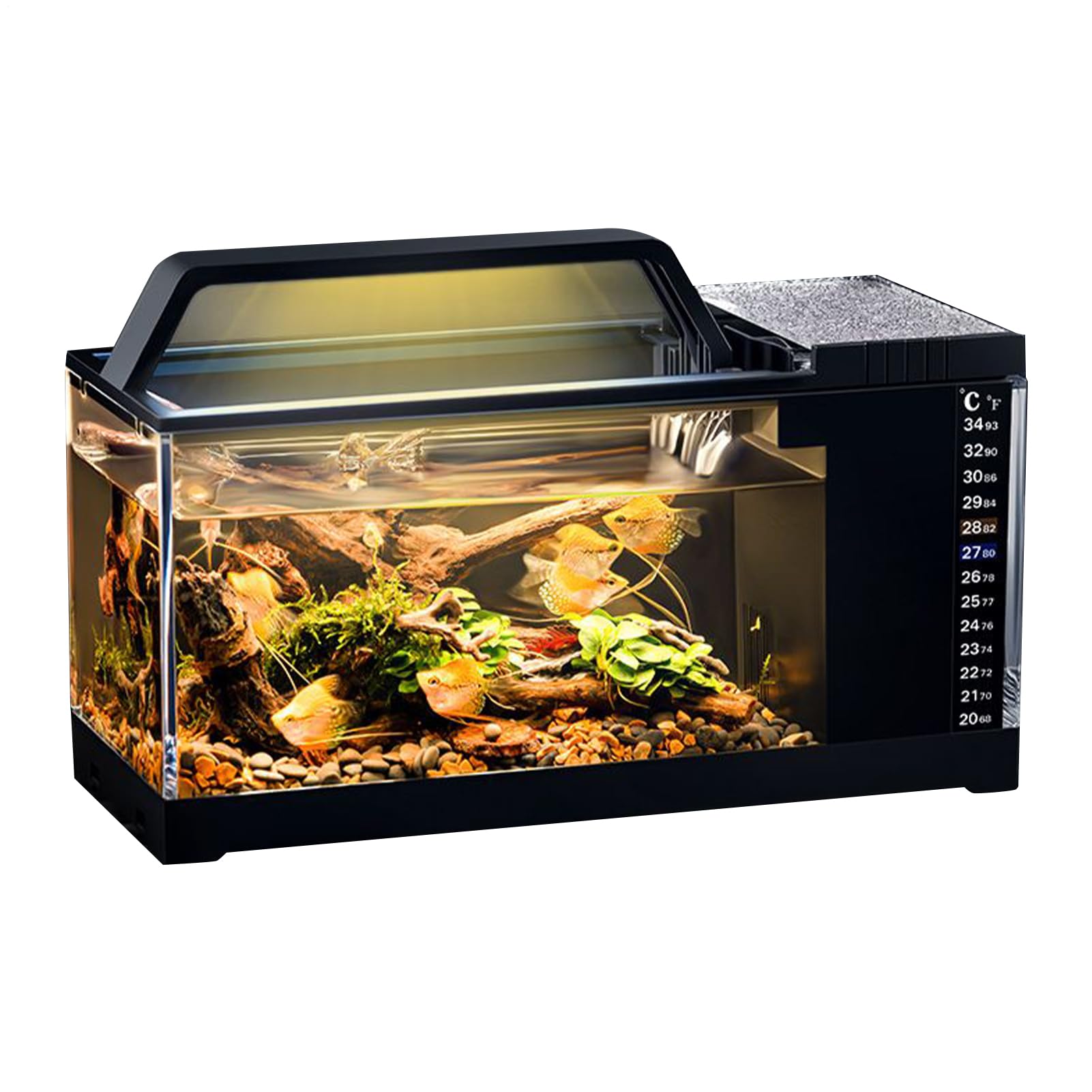 Acuario Betta Bomba Silenciosa Claridad Cristalina Accesorios De Escritorio | Pecera Con Iluminación LED Y Filtro Decoración Hogar Para Dormitorio, Sala, Camarones, Medusas, Guppys