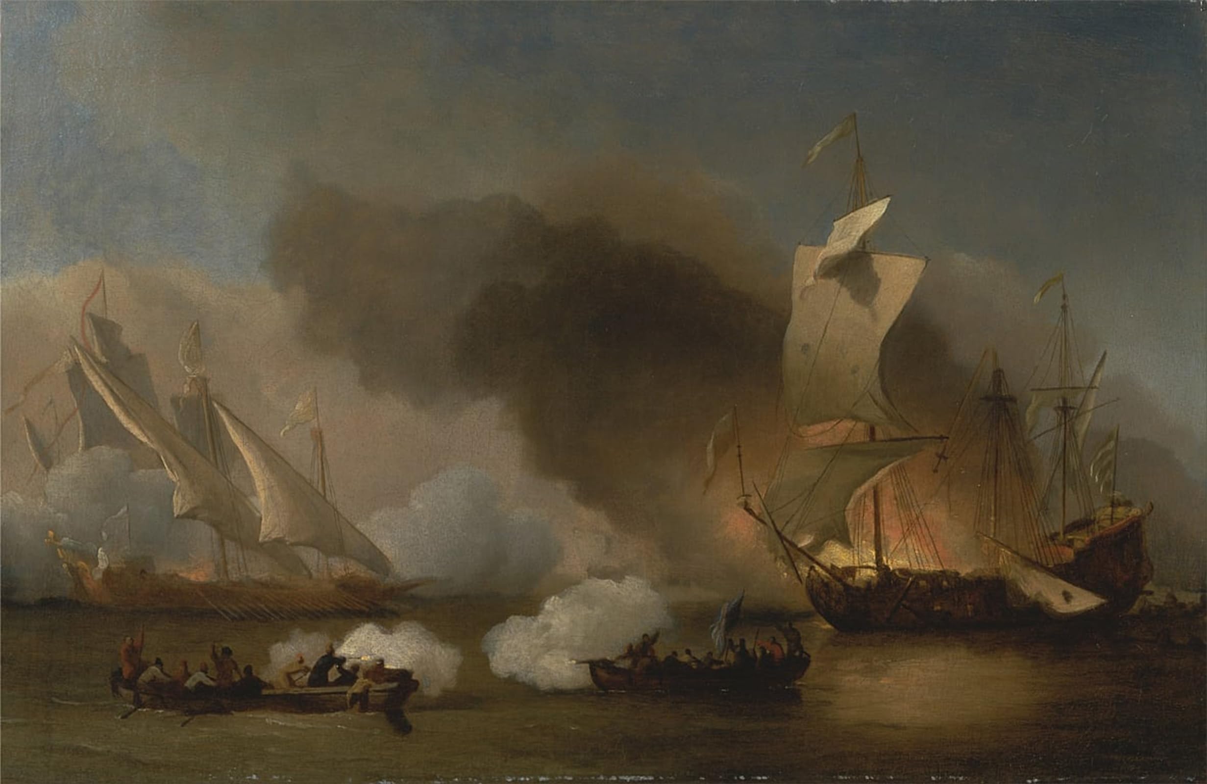 SERENDIPITP Aesthetic Poster Photo Wall Print Retro Picture an Action off the Barbary with Galleys by Willem Van De Velde the Younger Modern Wall Artwork for Home Decor 60x90cm