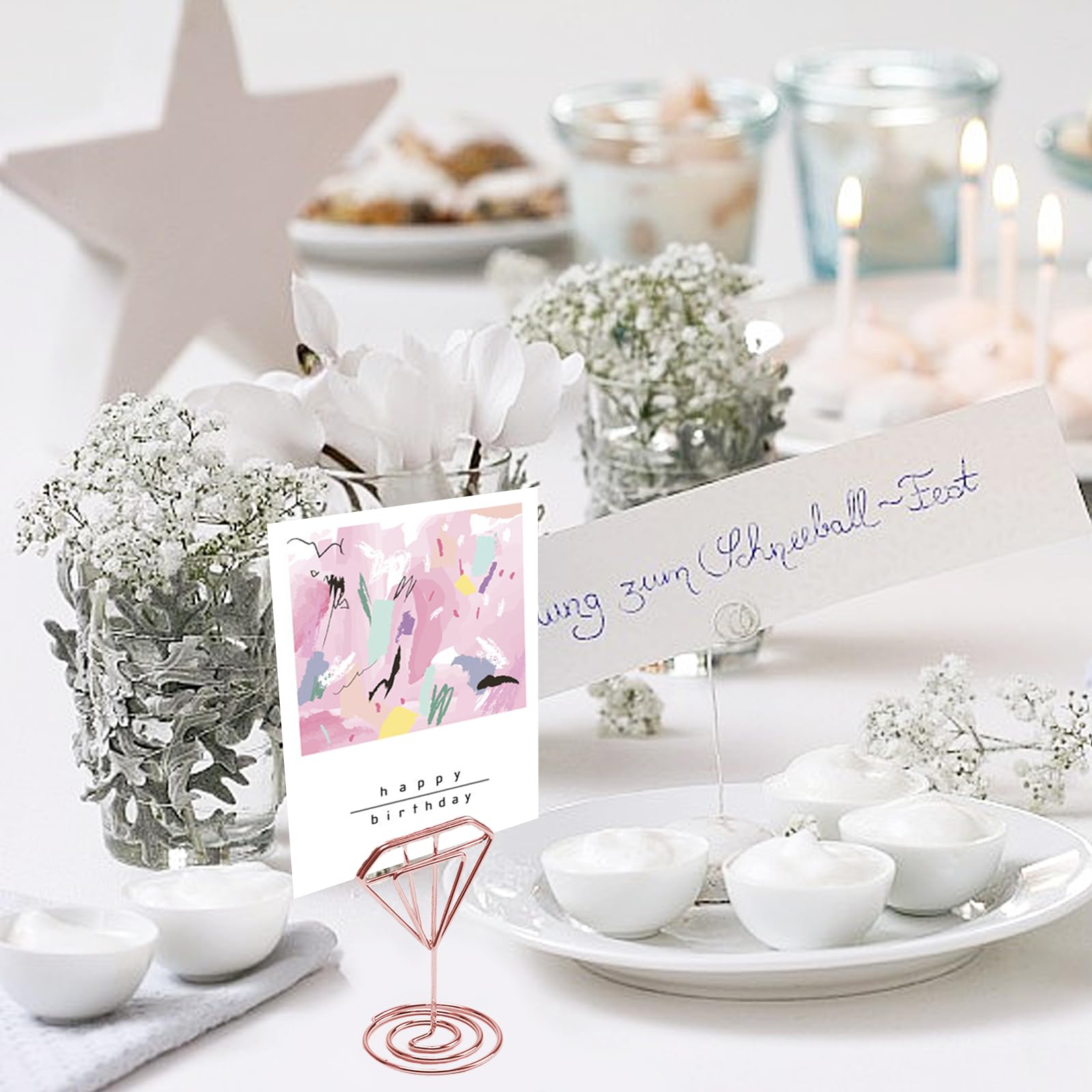 30 Segnaposto Metallici Per Matrimoni - Portafoto Da Tavolo In Oro Diamante, 5x3,1 Cm - Foto 7