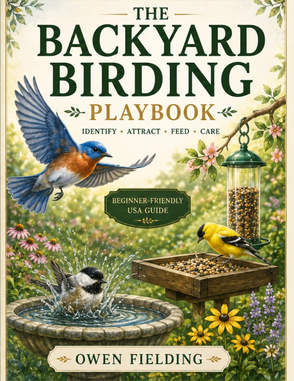 The Backyard Birding Playbook: The Complete Beginner’s Guide to Identify, Attract, and Care for Backyard Birds with Feeders, Bird Baths, Native Plants, Regional Tips, and Step-by-Step Solutions