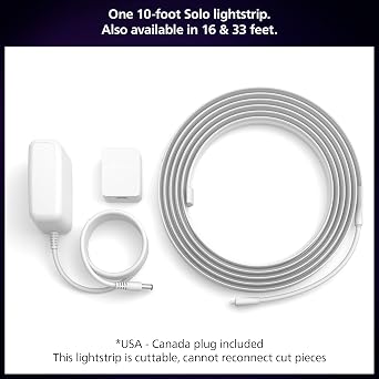 PHILIPS Hue Indoor 10 Ft Smart RGBWW LED Solo Lightstrip Base Kit, 1 Pack, Control with Hue App, LED Strip Lights Compatible with Alexa, Google Assistant and Apple HomeKit