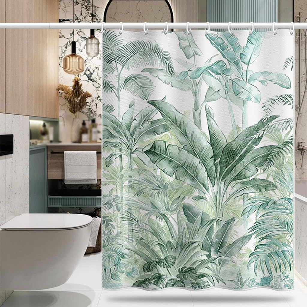 Rideau De Douche Rideau de Salle de Bain Impression numérique Rideau de Douche Rideau de Bain imperméable Rideau de séparation en Polyester épaissi Doublure De Rideau De Douche(W180xH180cm)