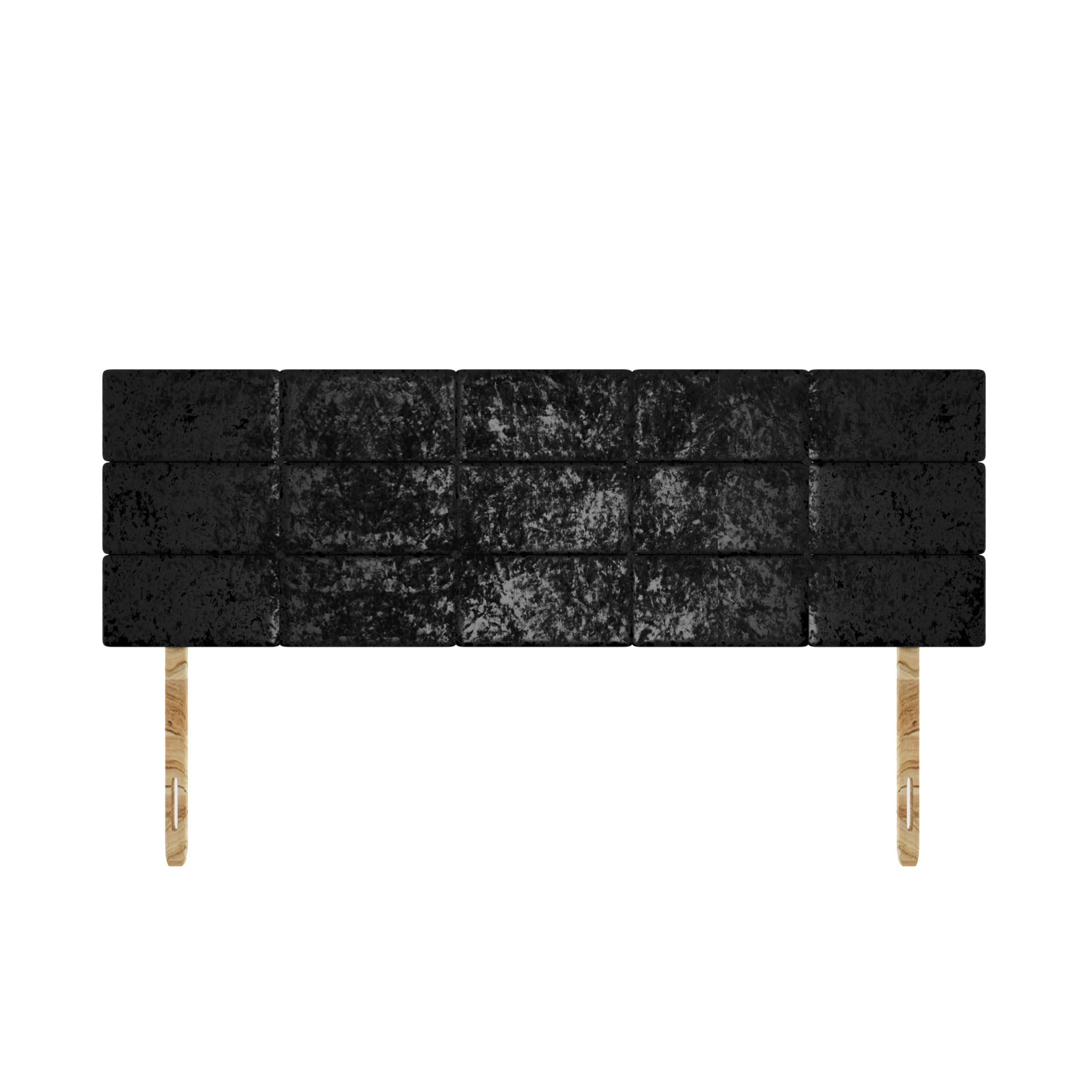 SANA SLEEP Rio Crushed Velvet HeadBoard - Luxury 20" Upholstered Design for Divan Beds - Multiple Fabric Options for Bedroom and Hotel Furniture - 6FT Super King - Black