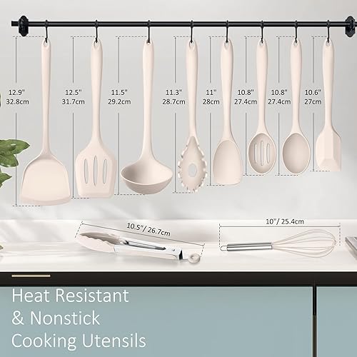 Miniatura 2 de Leonyo - Juego de 10 utensilios de cocina de silicona para cocinar, herramienta de cocina de silicona resistente al calor de 446 F con espátula