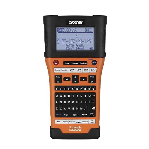 Brother PTE550W Handheld Industrial Label Printer with Wi-Fi and Auto-Cutter - Carry Case - 24mm Labels, Orange