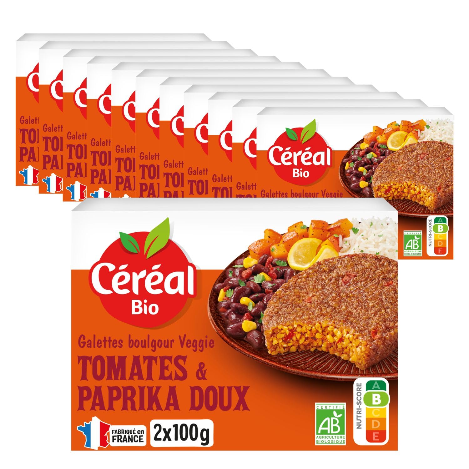 CÉRÉAL BIO – Galettes Boulgour & Quinoa à la Tomate Bio – Végan & Bio – Simple et Rapide – Repas Prêts à Réchauffer – Lot de 12 – Nutriscore A – 200 g