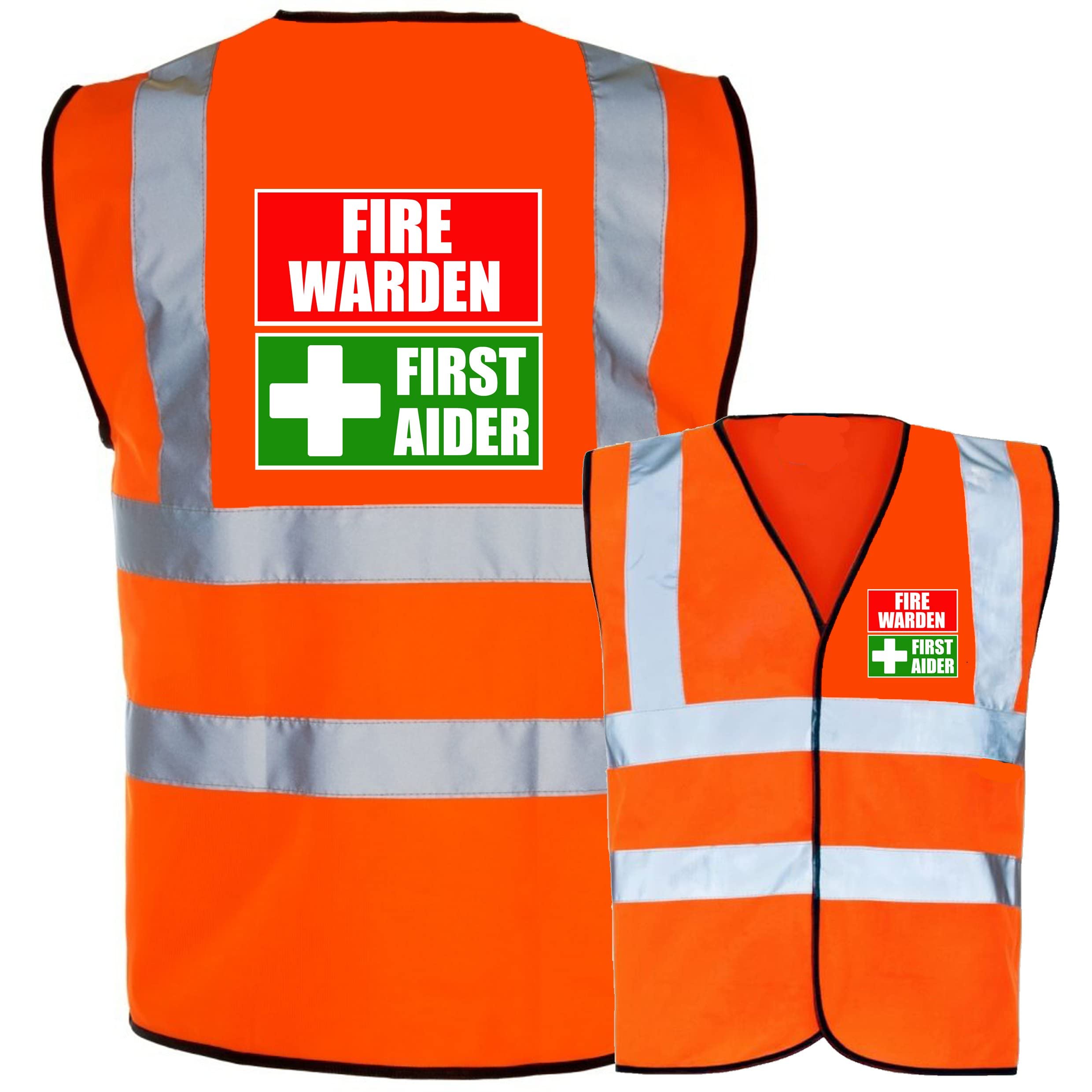 Fire Warden First Aider Combined Yellow or Orange Hi Vis Safety Vest/Hi Viz Waistcoat supplied by Simply Hi Vis Clothing UK