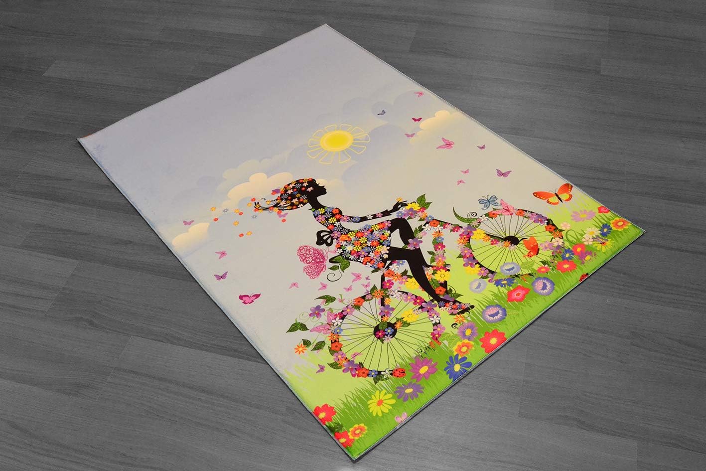 Else Pink White Fairy Girls Hearts Girl 3D Print Non Slip Microfiber Children Kids Room Decorative Area Rug Kids Mat