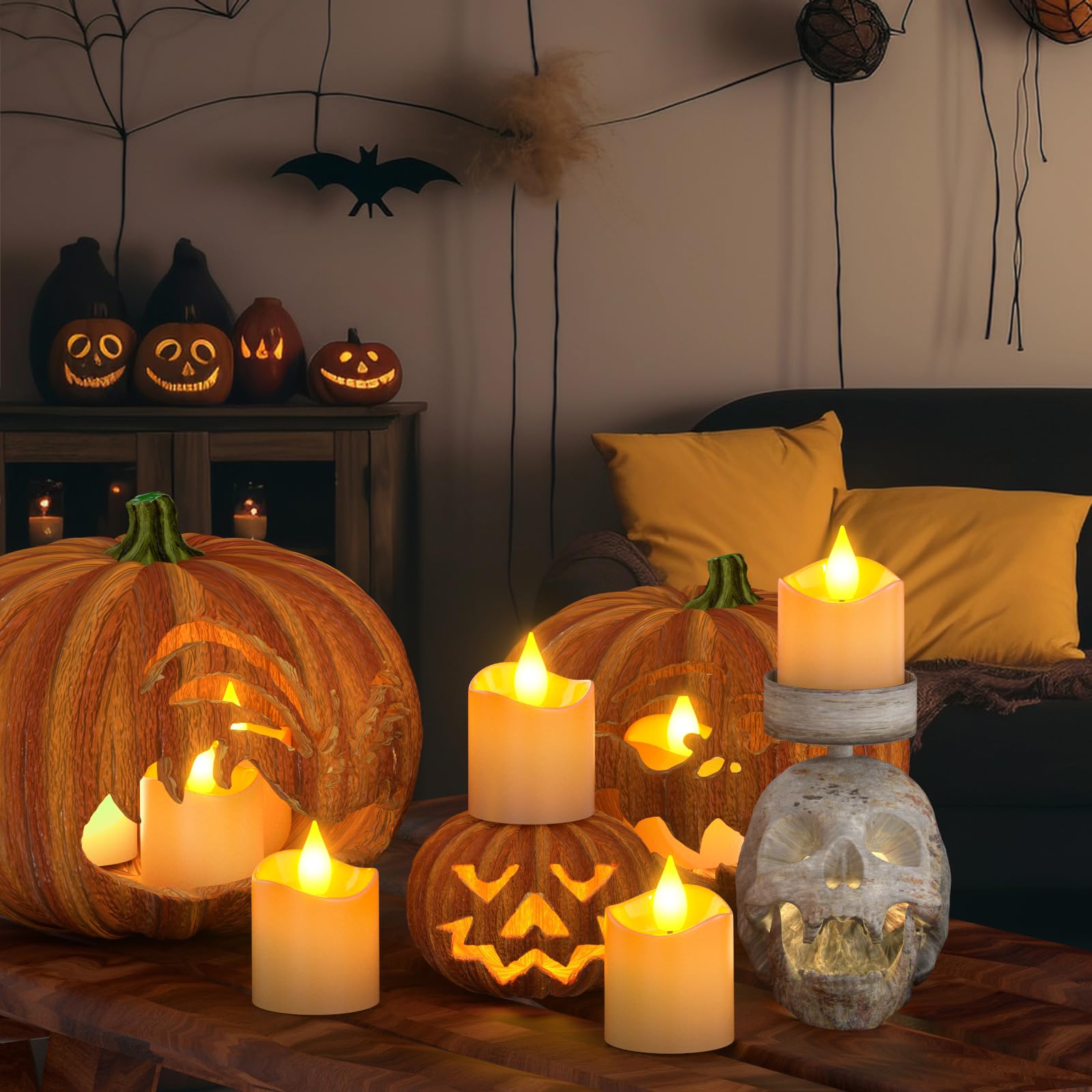 SoulBay Akumulatorowe świeczki LED ze stacją ładującą i timerem, 12 sztuk LED świeczki akumulatorowe elektryczne świece z pilotem funkcja timera na imprezę pokój salon Halloween Boże Narodzenie