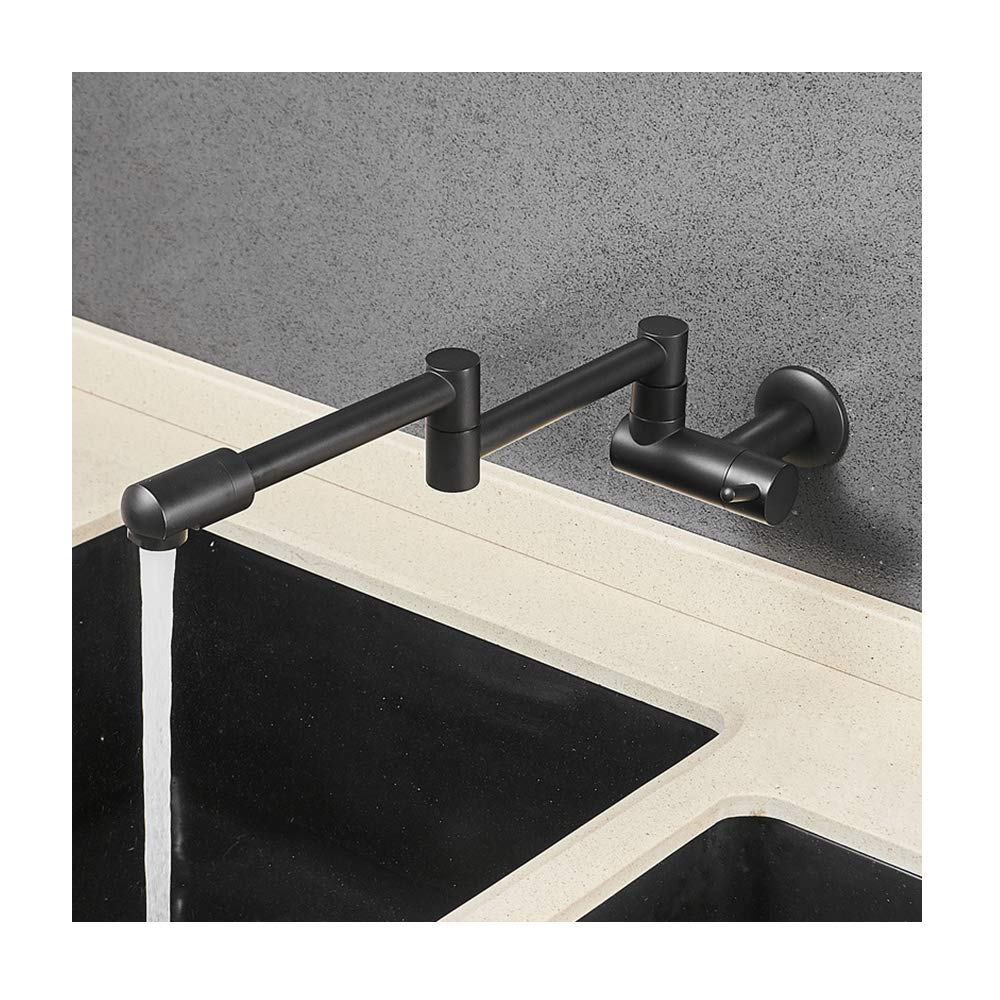 Robinet de cuisine mural pliable en laiton noir pour libérer le plan de travail