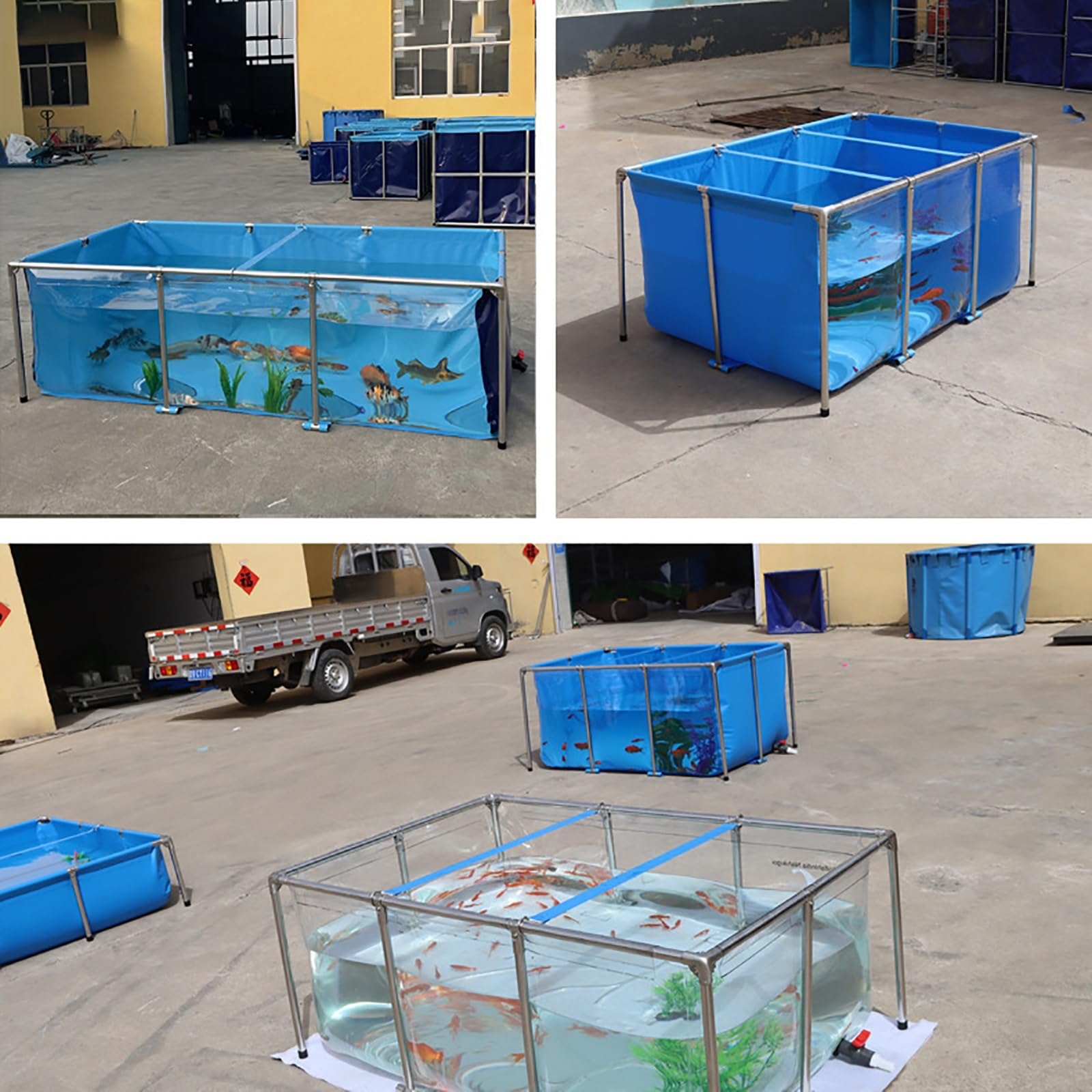 Bassin de Stockage d'eau Pliable Portable et Durable - Piscine d'élevage de Poissons d'urgence Robuste pour Une Utilisation en extérieur, 150x100x80 cm, idéal pour Le Camping, Le Jardinage e