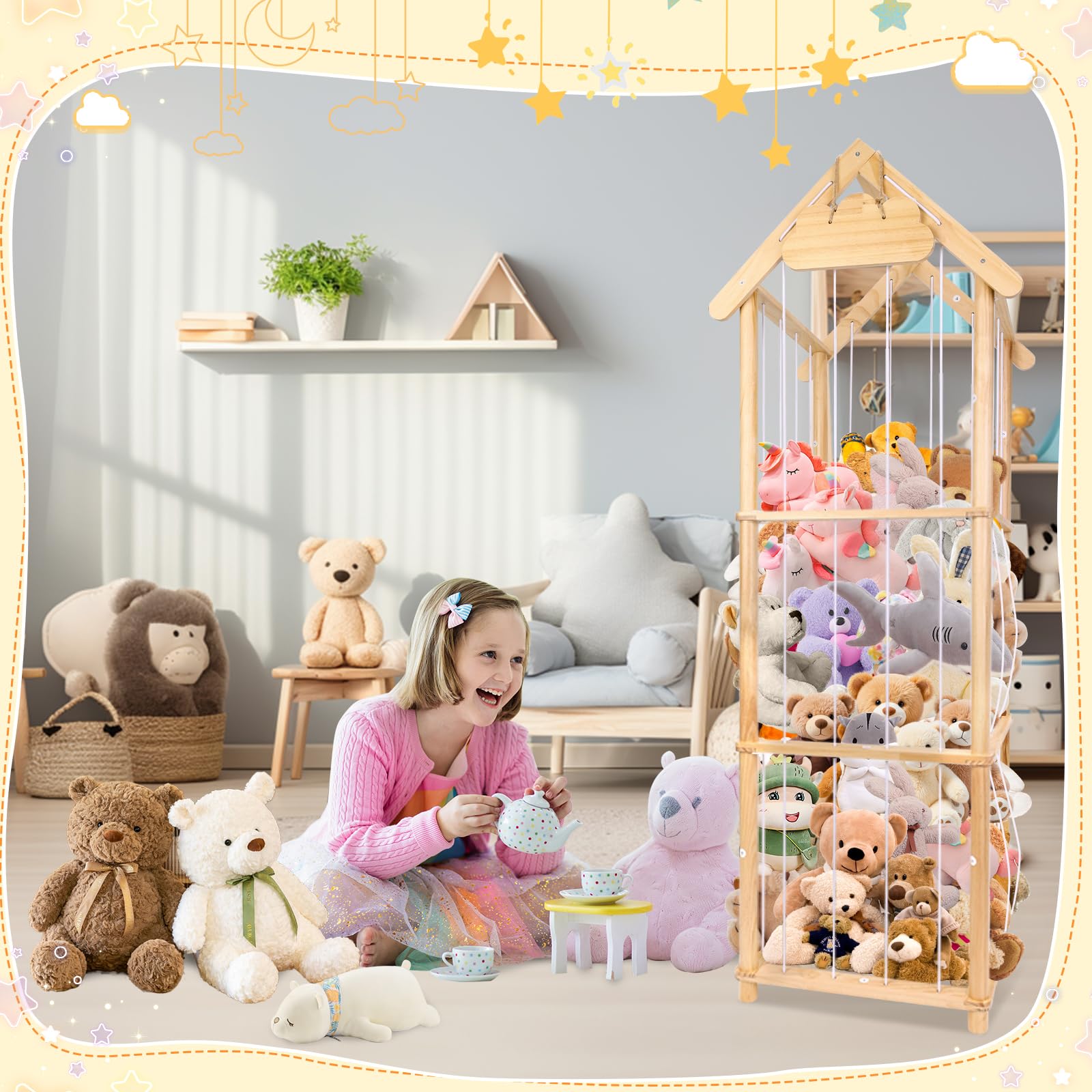 Contenitore per animali di peluche con ruote 360° 150x40x40 cm
