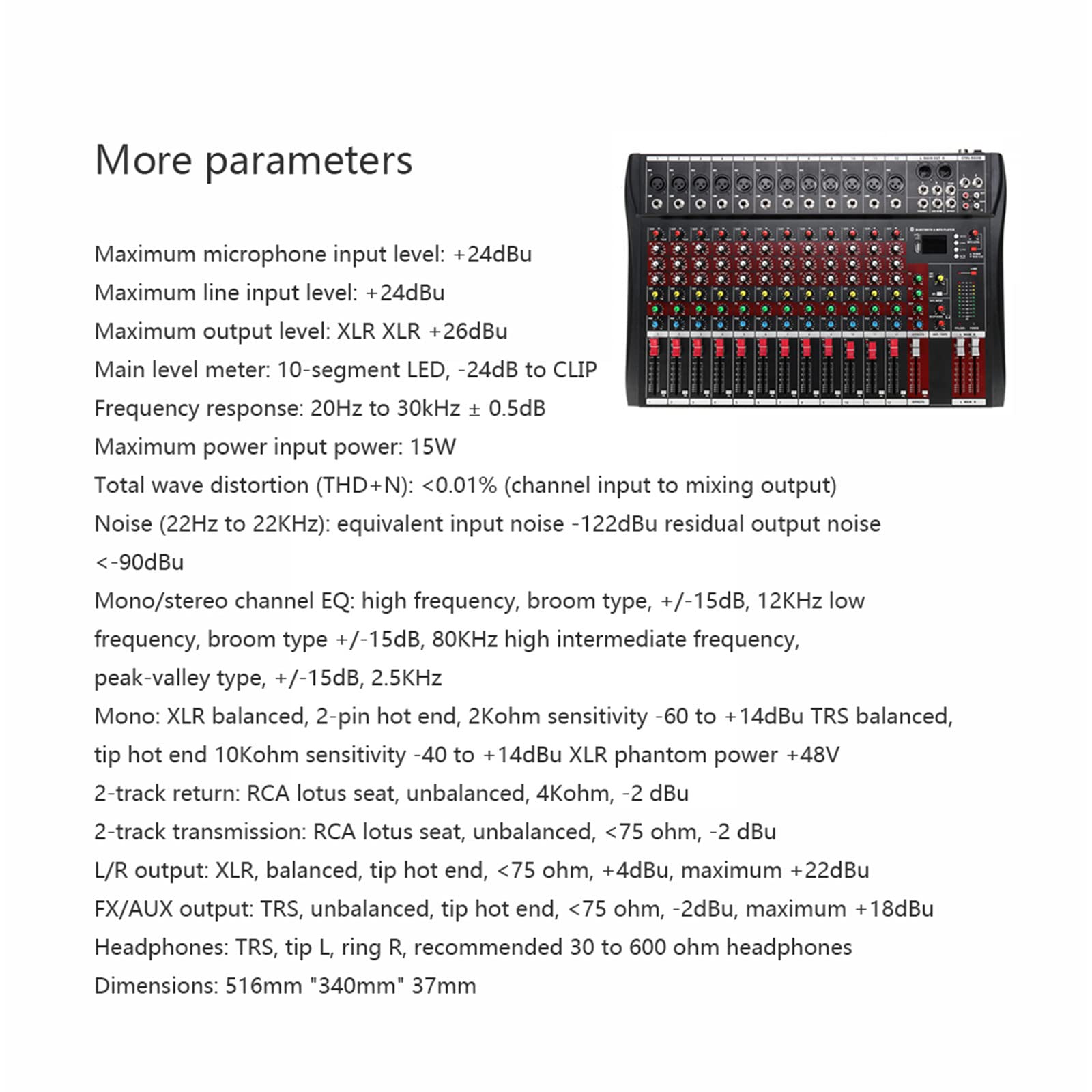 Controller DJ Mixer USB 12 canali Mixer Audio Professionale Scheda Audio DSP a 24 Bit incorporata Effetto Digitale MP3, Bluetooth, Controller Audio DJ