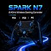 Control inalámbrico QRD Spark N7 2.4GHz para PS4/PS3/PC | Hall effect, gatillos de doble etapa, Macro, 4 botones traseros programables, control Turbo, conector para audífonos de 3.5mm, micrófono, RGB 3