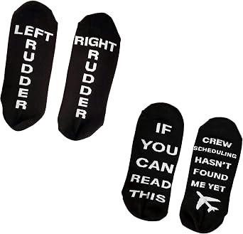 Aviation Themed Pilot Uniform Socks 2 Pairs | Premium Dress Socks | Aviation Gifts | Pilot Gifts | Left Rudder, Right Rudder | Crew Scheduling
