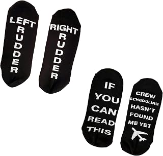 Aviation Themed Pilot Uniform Socks (2 Pairs) | Premium Dress Socks | Aviation Gifts | Pilot Gifts | Left Rudder, Right Rudder | Crew Scheduling