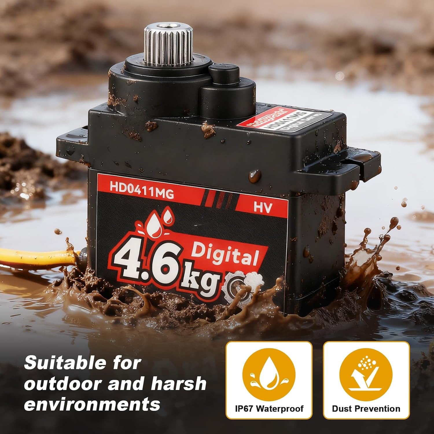 HobbyPark Waterproof Micro Servo Motor Metal Gear 4.6kg High Torque Mini Servo for FCX24 Axial SCX24 AX24 1/24 RC Crawler Car Upgraded Servos with JR to 1.25mm JST-MX ZH1.25 Plug Adaper Wire