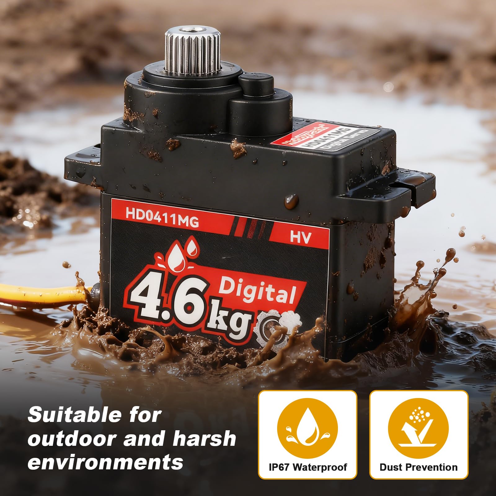 HobbyPark Paquete de 4 mini servos de metal impermeables de 12 g para Arduino Servo de 4,6 kg de alto par de torsión digital para 1/24 RC Crawler Car RC Avión RC Barco RC Robótica 5.0V-8.4V de alto