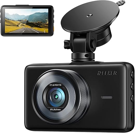 iZEEKER Dashcam Auto 1080P, Autokamera mit 3 Zoll LCD-Bildschirm, Dash cam mit 170 ° Weitwinkel, 360° Drehbarer Saugnapf, Super Nachtsicht, G-Sensor, WDR, Parkmodus, Loop-Aufnahme