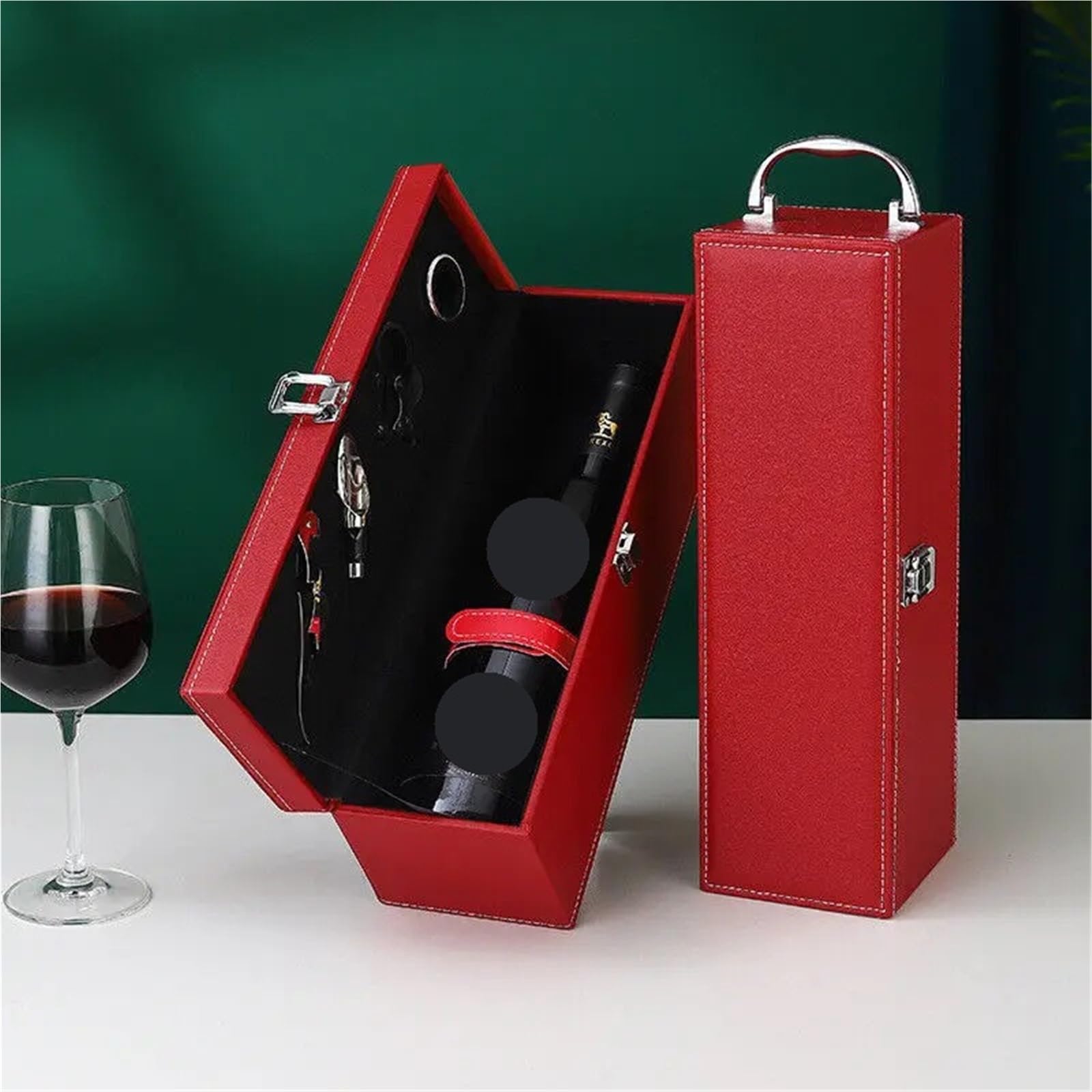 Bolsa De Vino Scatola portabottiglie in Pelle PU, Organizer for la casa, portabottiglie in Pelle, Scatola ...(Brown01)