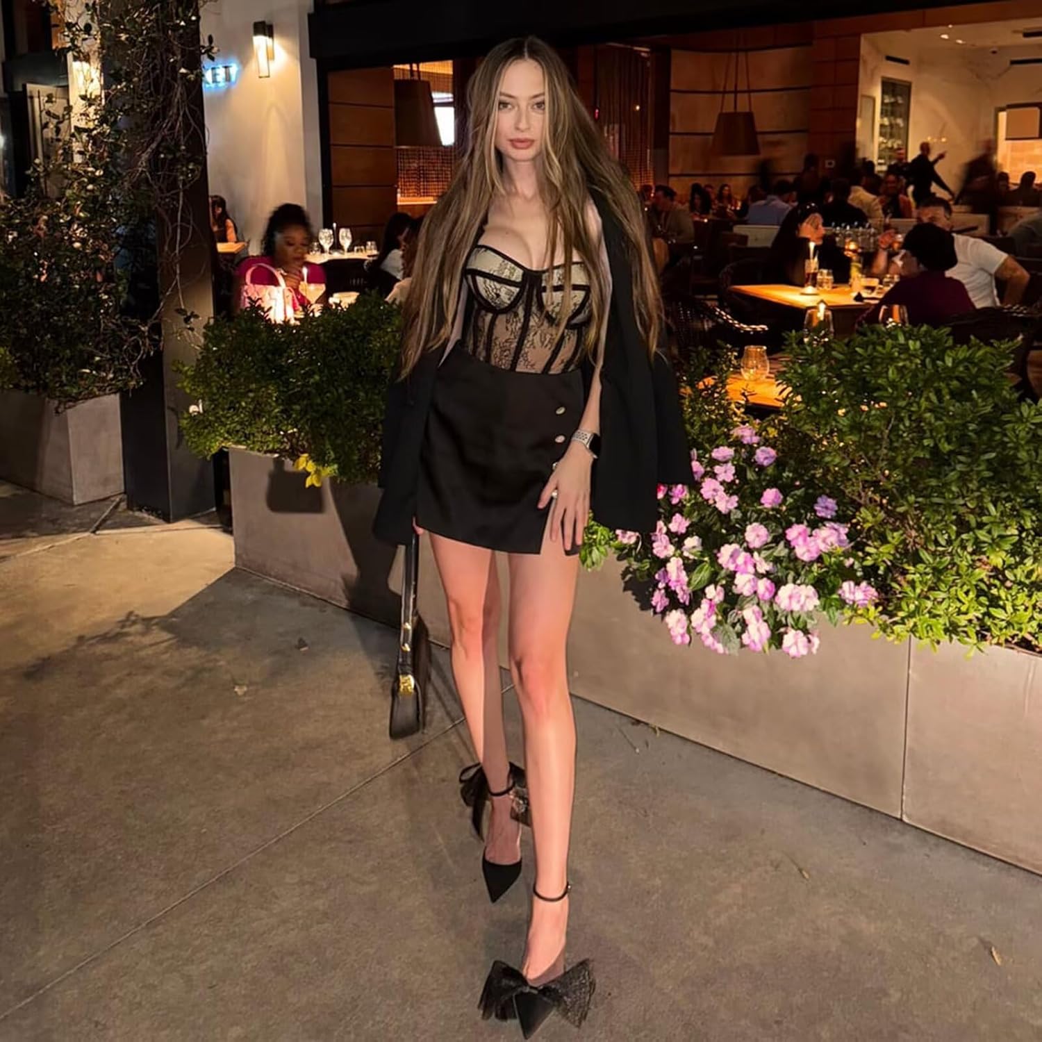 Mesh Corset Tops For Women Sexy Overbust with Steel Boned Bustier Lace Up Waist Bodysuit Shapewear - Image 7