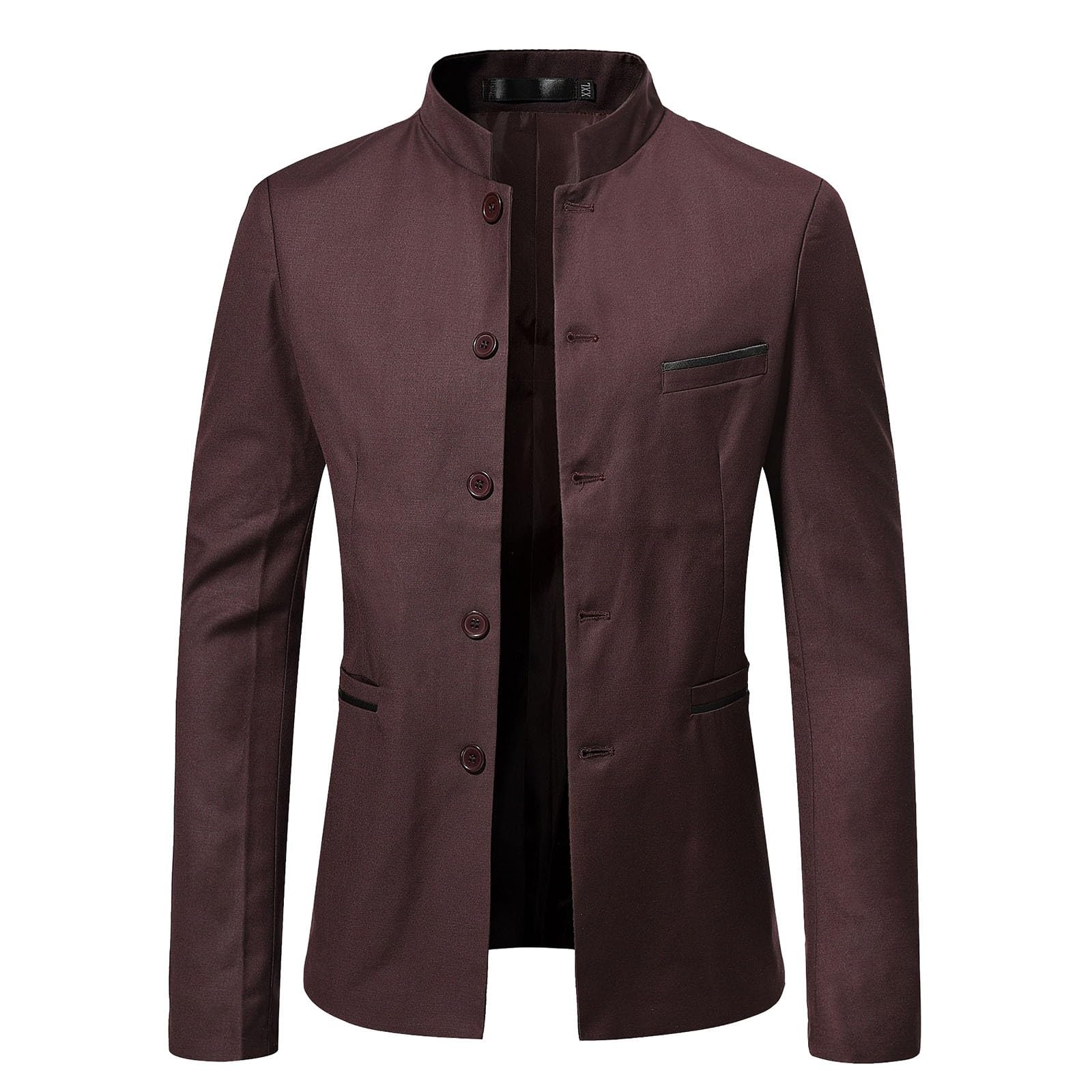 Generisch Sportieve blazer voor heren, colbert met enkele rij en opstaande kraag, kostuumjas, grote maten, blazerjack, effen, vrijetijdsjas, elegant