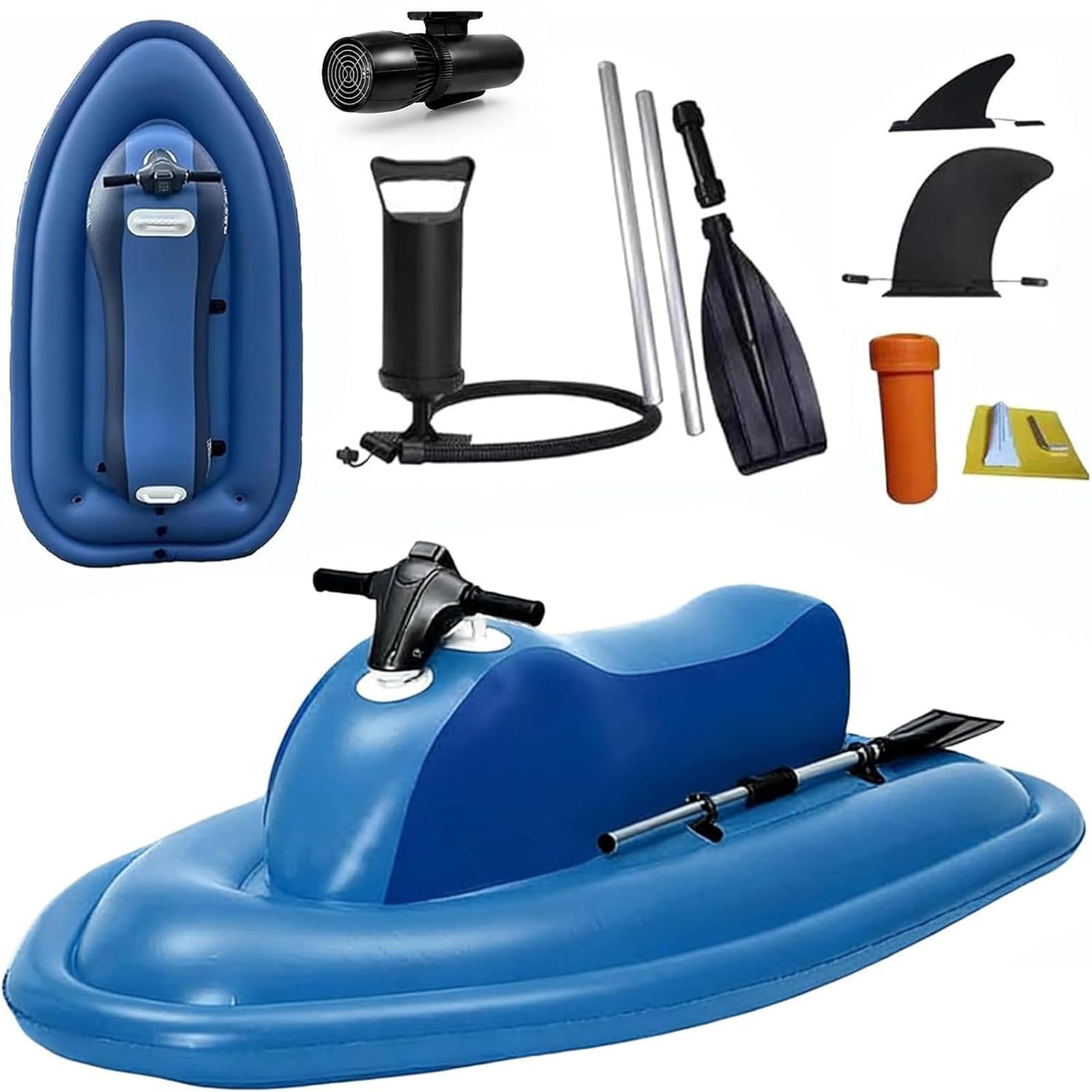 Electric Inflatable Jet Ski for Adults with 500W/700W Brushless Motor, Underwater Scooter & Mini Jet Boat, 10000/16000mAh Battery, 150kg/200kg Capacity Surfboard for Pool Lake Ocean Diving