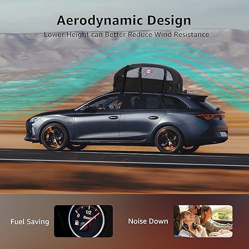 Miniatura 8 de Sailnovo Bolsa de carga para techo de automóvil, 15 pies cúbicos, impermeable, para automóvil, consin portaequipajes, caja de carga para techo de