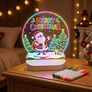 LED Note Board with Colors, Acrylic Dry Erase Board with Light, Light up Dry Erase Board with Stand as a Glow Memo LED Letter Message Board Note Glass LED Board Whiteboard
