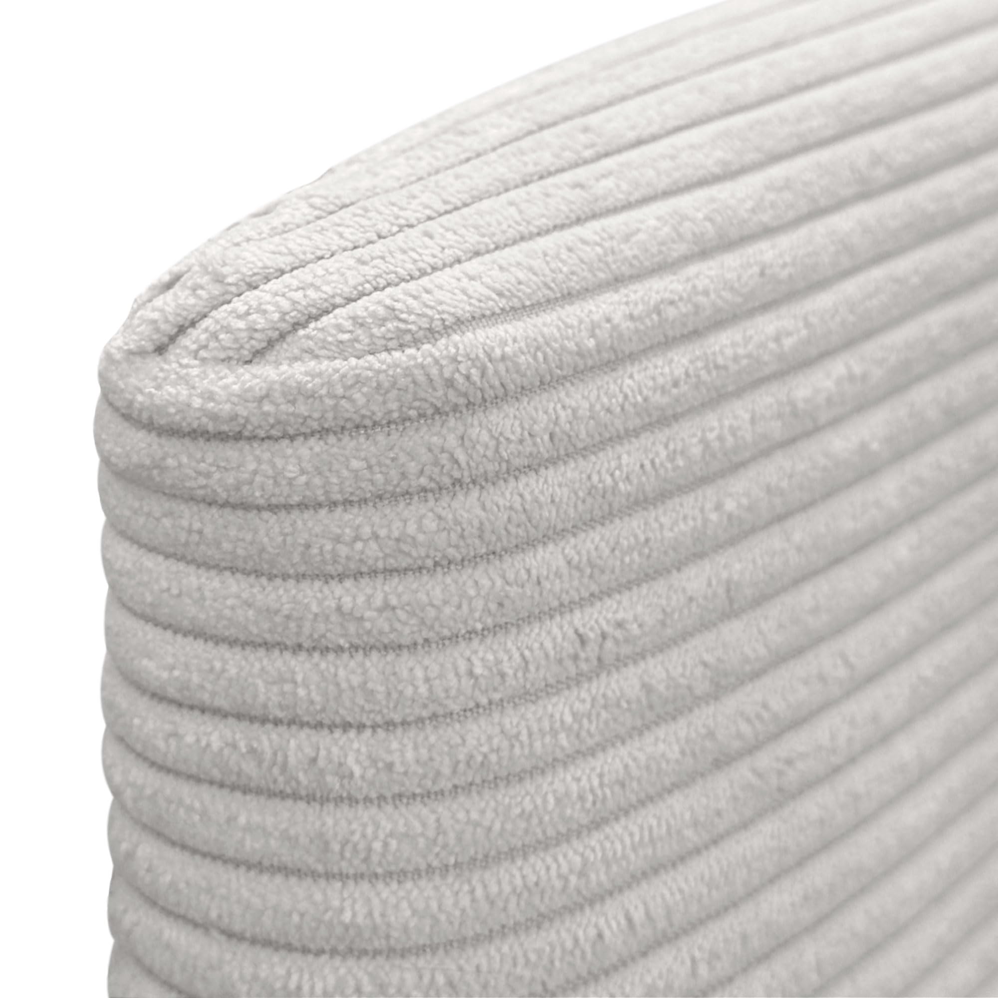 DHOME Tête de Lit en Velours cótele Unie avec Boutons et Pieds Haut de Gamme Moderne Tête de Lit Capitonnée Lit de Luxe Chambre Rembourrée (Blanc OS, 160cm)