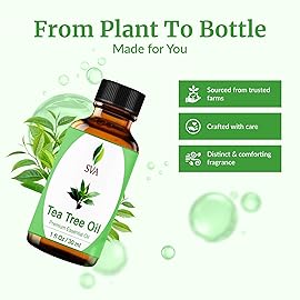 SVA Tea Tree Essential Oil - 1 Fl Oz - 100% Natural Tea Tree Oil - for Diffuser, Hair Care, Face, Skin Care, Aromatherapy, Scalp and Body Massage, Soap and Candle Making - with Dropper