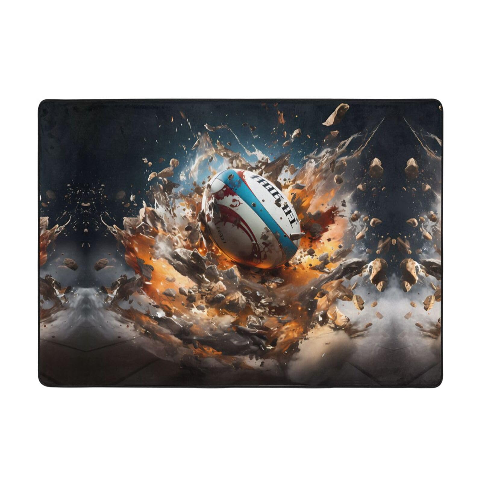 Tapis résistant aux taches Rugby on Fire en flanelle lavable 203x147 cm