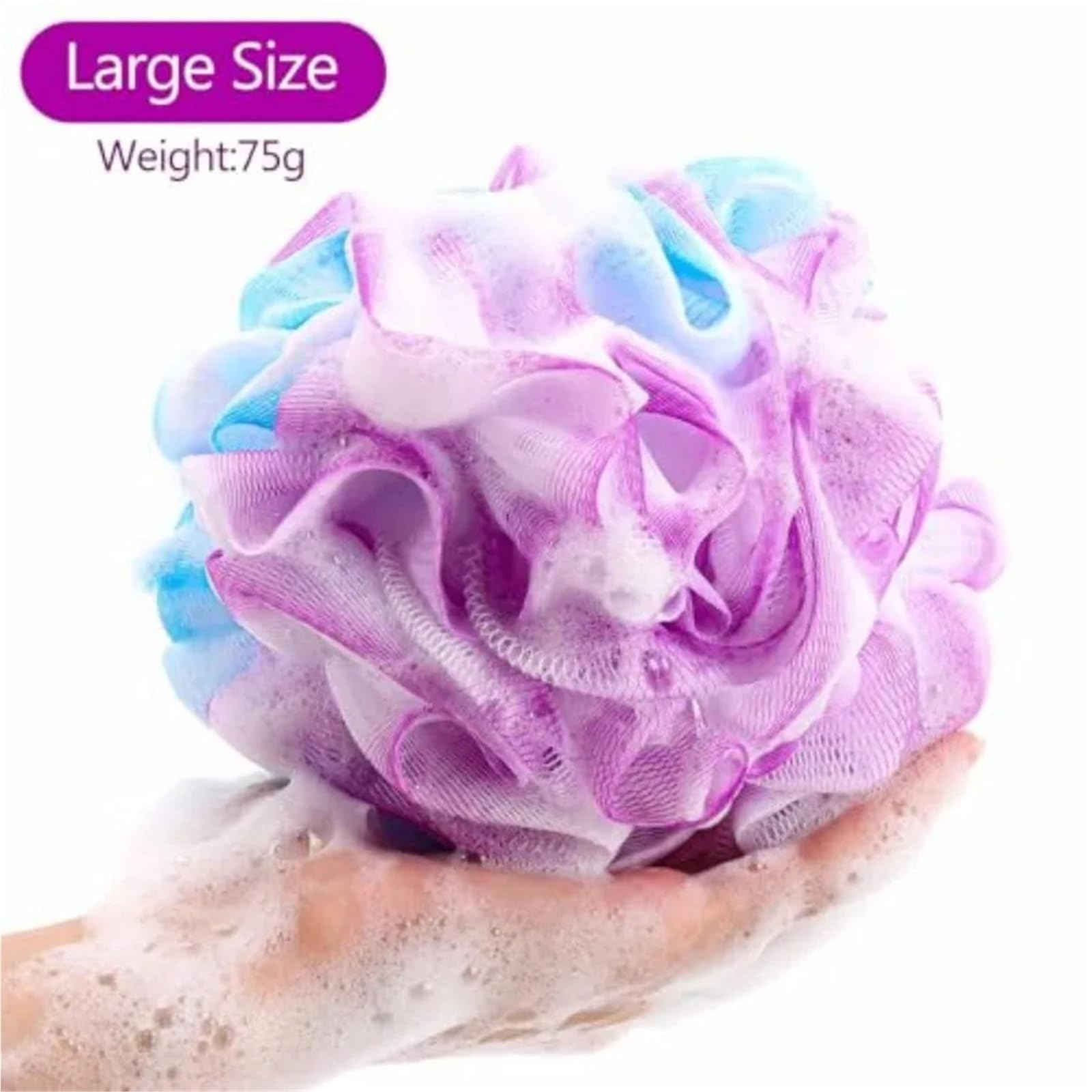 Esponja de Baño de Malla Large Loofahs Shower Sponge- Pack of 6 | Exfoliating Body Scrubber Shower Scrunchies Mesh Pouf Bath Sponges