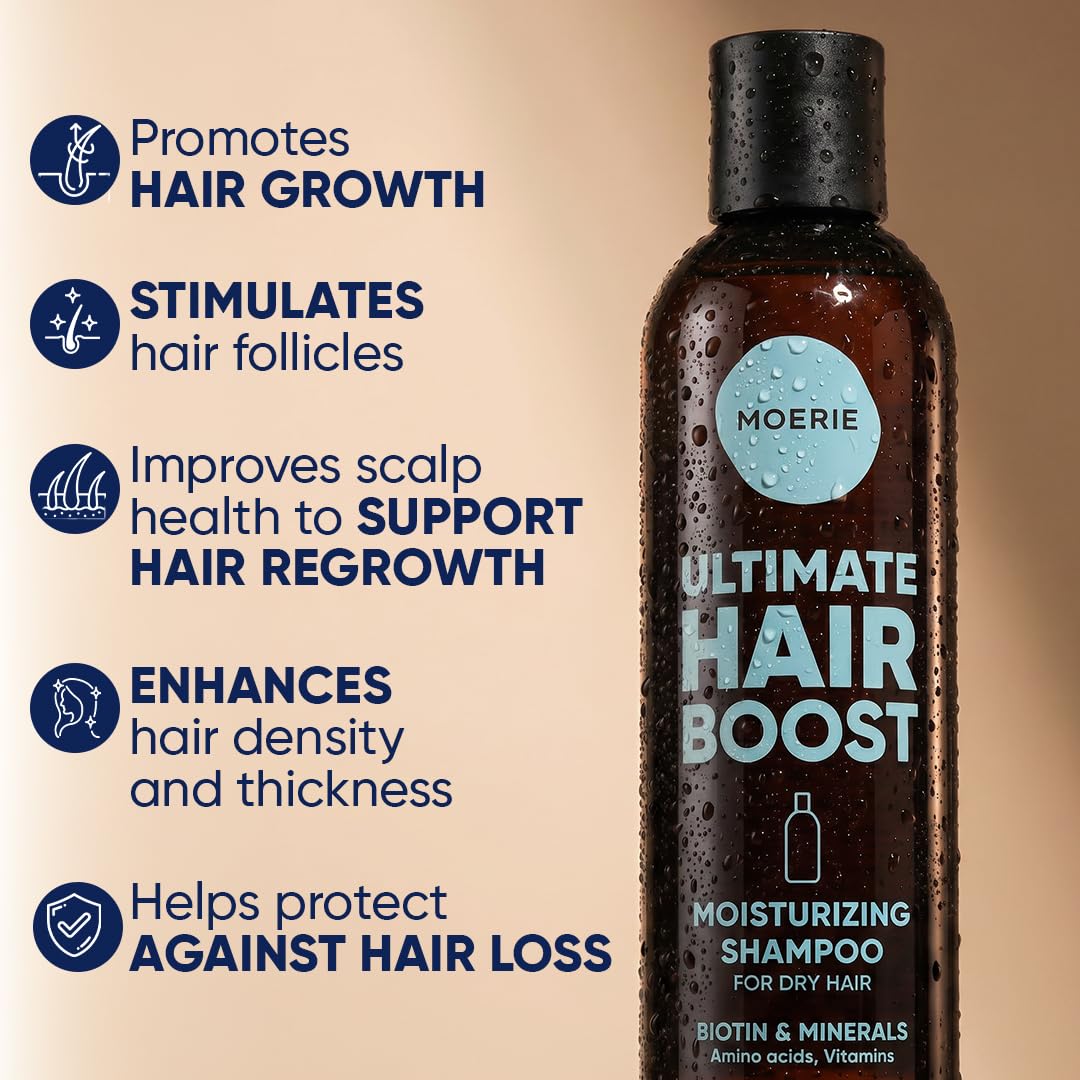 Moerie Ultimate Hair Growth Shampoo - Per capelli più lunghi, spessi e pieni - Prodotti volumizzanti vegani - Senza parabeni e silicone - Tutti i tipi di capelli - Idratante