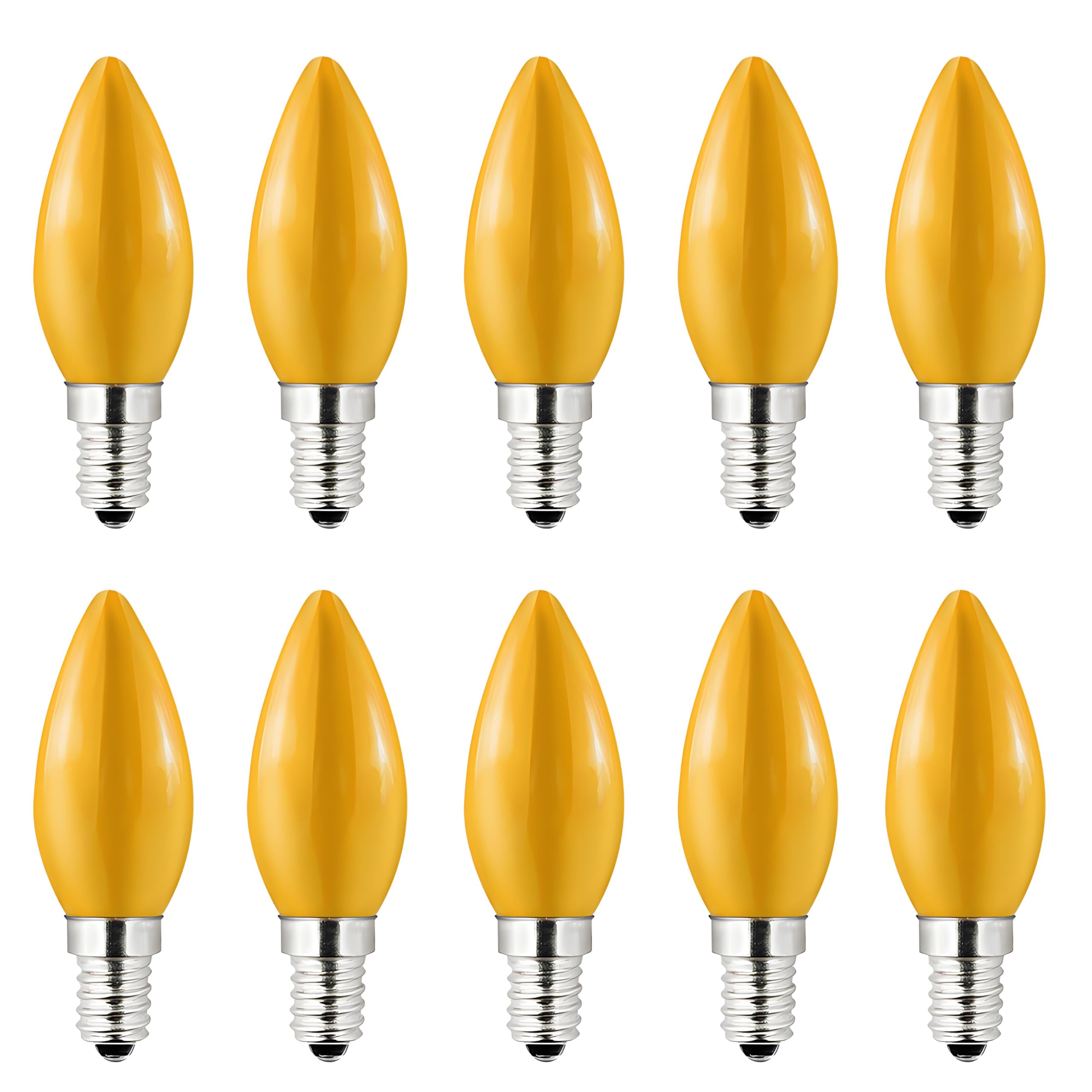 HUAMu E14 LED Light Bulb 1W Coloured Light Bulbs,SES Small Screw Light Bulbs,for Fairy Lights,Party,Christmas Decoration,Yellow,Pack of 10