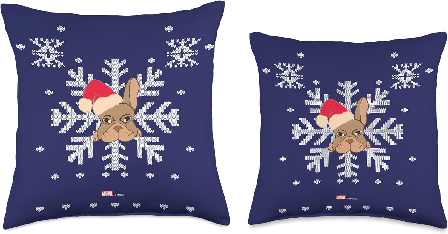 Marvel Hawkeye Snowflake Puppy Holiday Throw Pillow, 16x16, Multicolor