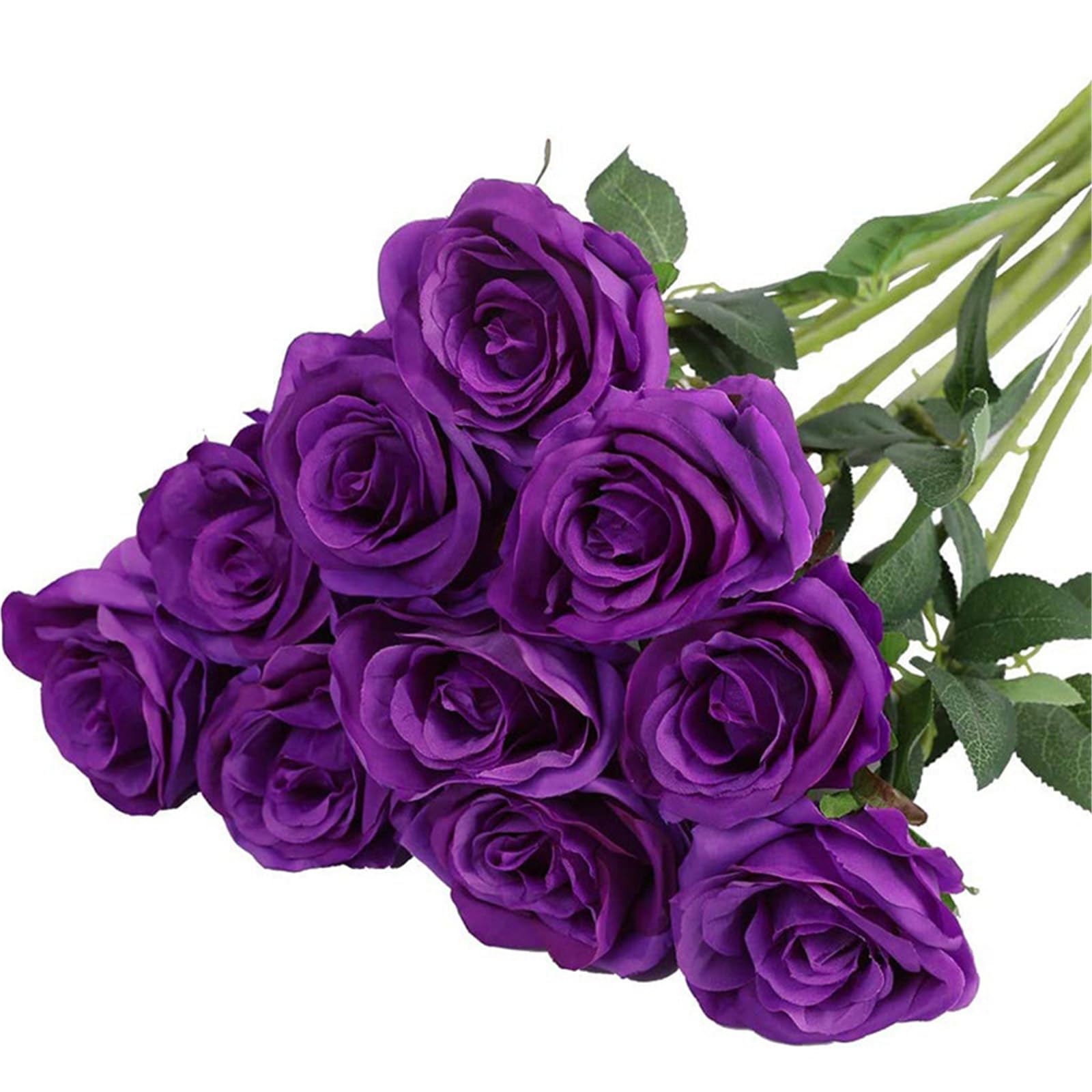 JSGHGDF Realistic Rose Flower 10Pieces Wedding Bouquet Silk Rose Home Flower Arrangement Ceremony Centerpiece Decors Realistic Silk for Wedding Decors