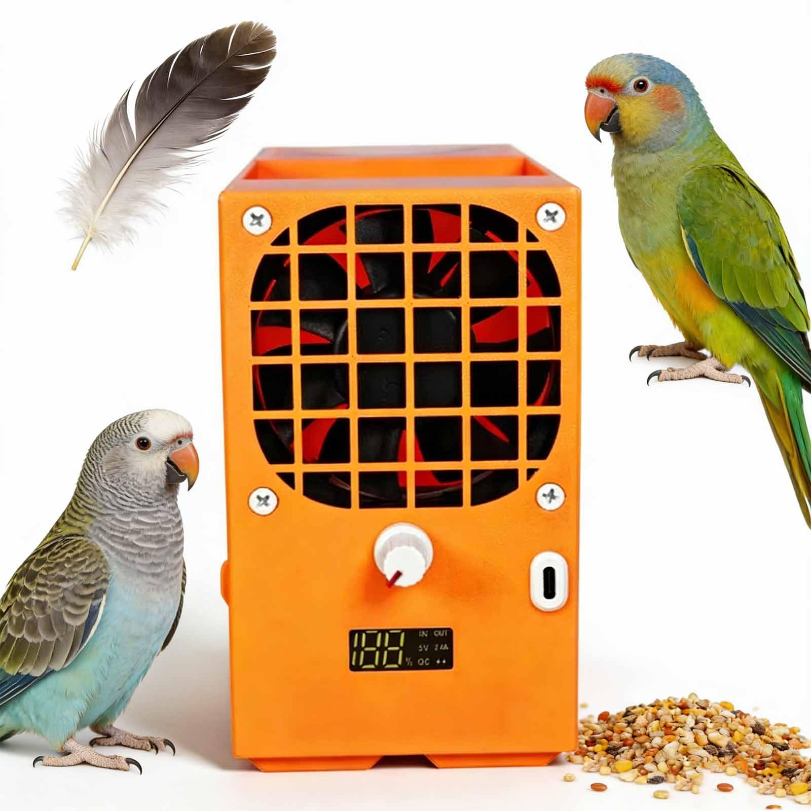 ERICAT Máquina Limpiadora De Alpiste, Cortadora Eléctrica De Cáscaras Sopladas para Alimento De Aves, Cortadora De Cáscaras Sopladas con Pantalla Digital Y 2 Cajones, Fácil De Guardar Y Transportar