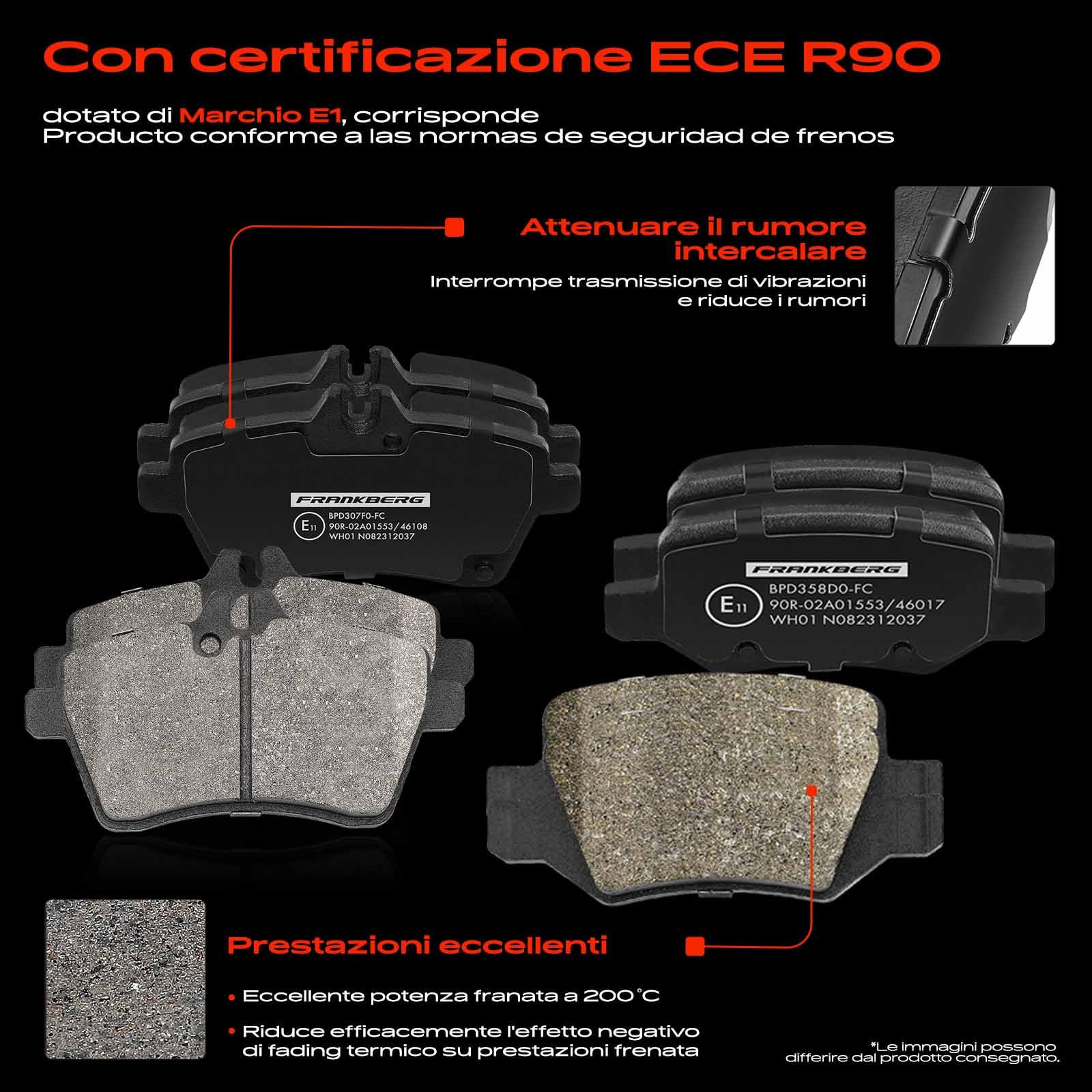 Frankberg Set freni incl. 4x Dischi Freno + 8x Pastiglie dei Freni Anteriore Posteriore Compatibile con B-Class W245 Classe A W169 Replace# 1694202020,A1694200920
