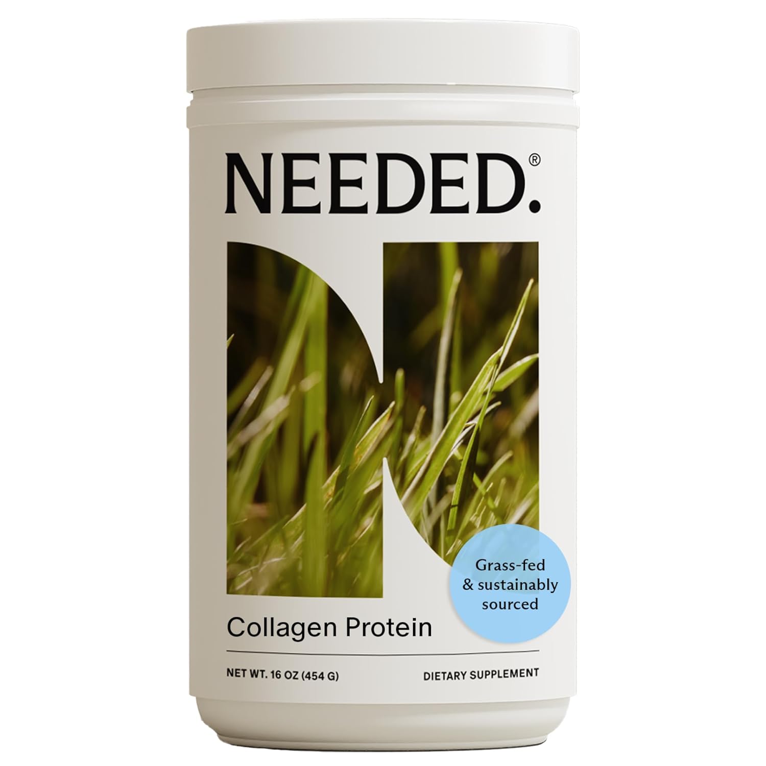 Needed Hydrolyzed Collagen Protein Powder Expert-Backed Clean Sourced Supports Skin Hair Joints Grass-fed Pasture-Raised Hormone-Free 1lb