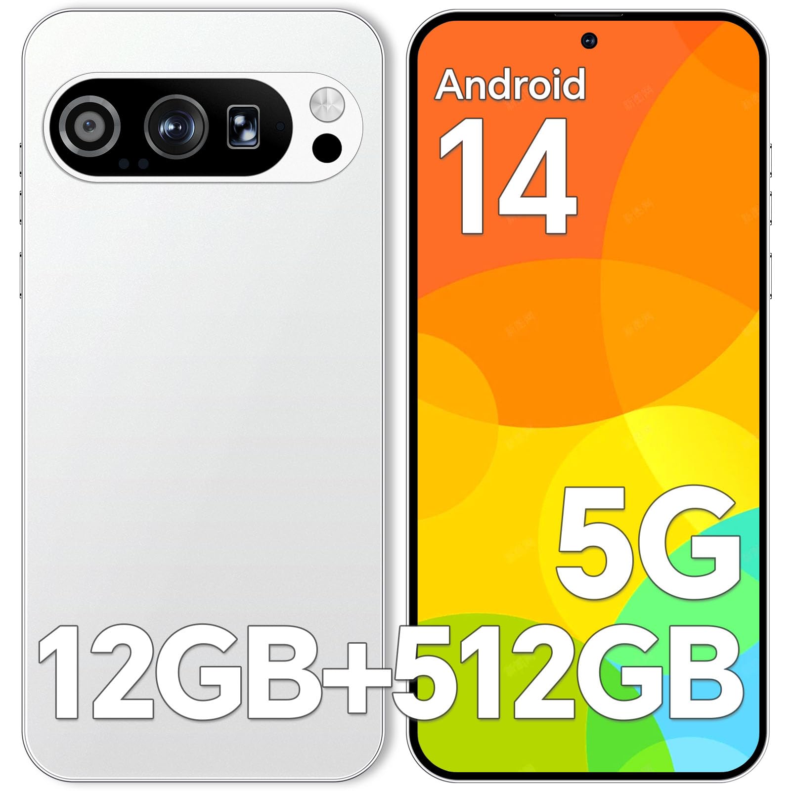 Unlocked Phones X9Pro 12GB+512GB Expandable 1TB Smartphone, 5000mAH Long-Life Battery Cell Phone,Snapdragon 888 Mobile Phones,108MP+48MP Camera,HD 6.8'' Screen /5G/ Dual SIM/GPS/WiFi/Bluetooth/White