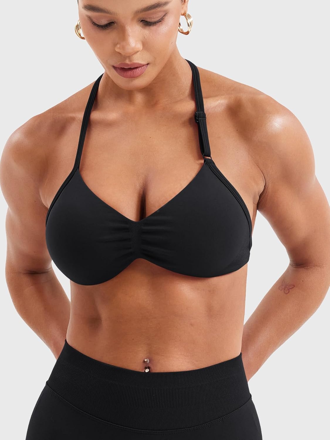 YEOREO SoftHue Impact Strappy Halter Bra for Sports Women Workout Padded Gym Yoga Bra - Image 7