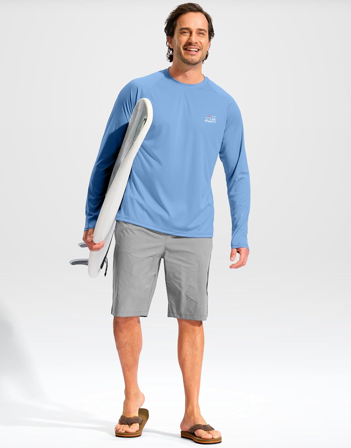 Pudolla Men's Sun Protection Long Sleeve Shirts UPF 50+ Fishing Swim Shirts Lightweight Quick Dry Rash Guard Hiking Shirts